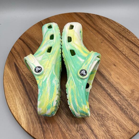 Crocs Classic Clogs Womens Size 6 Green Marbled Casual Slip On Shoes - Picture 6 of 8